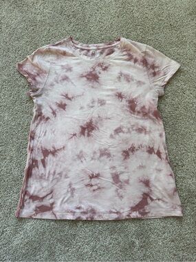 Athleta Die Dye Daily Crew Tee Womens M Pink Mauve Short Sleeve Shirt